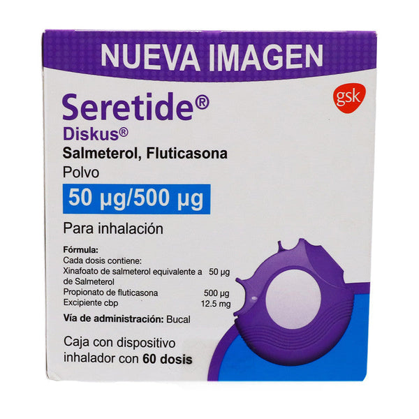 SERETIDE DISKUS PVO 50/500 MCG DISP INHALADOR C/60 DOSIS